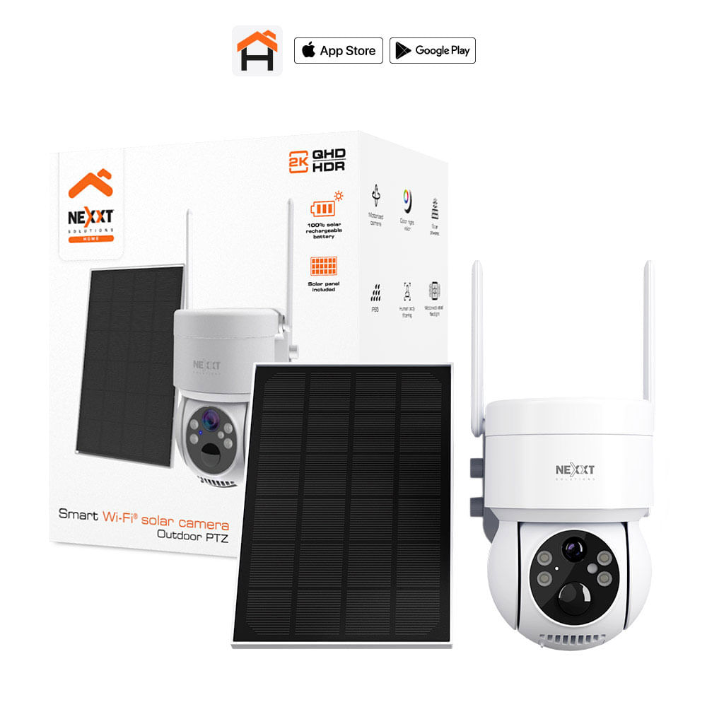 Cámara de seguridad smart Nexxt Wi-Fi 360° para exteriores con panel solar