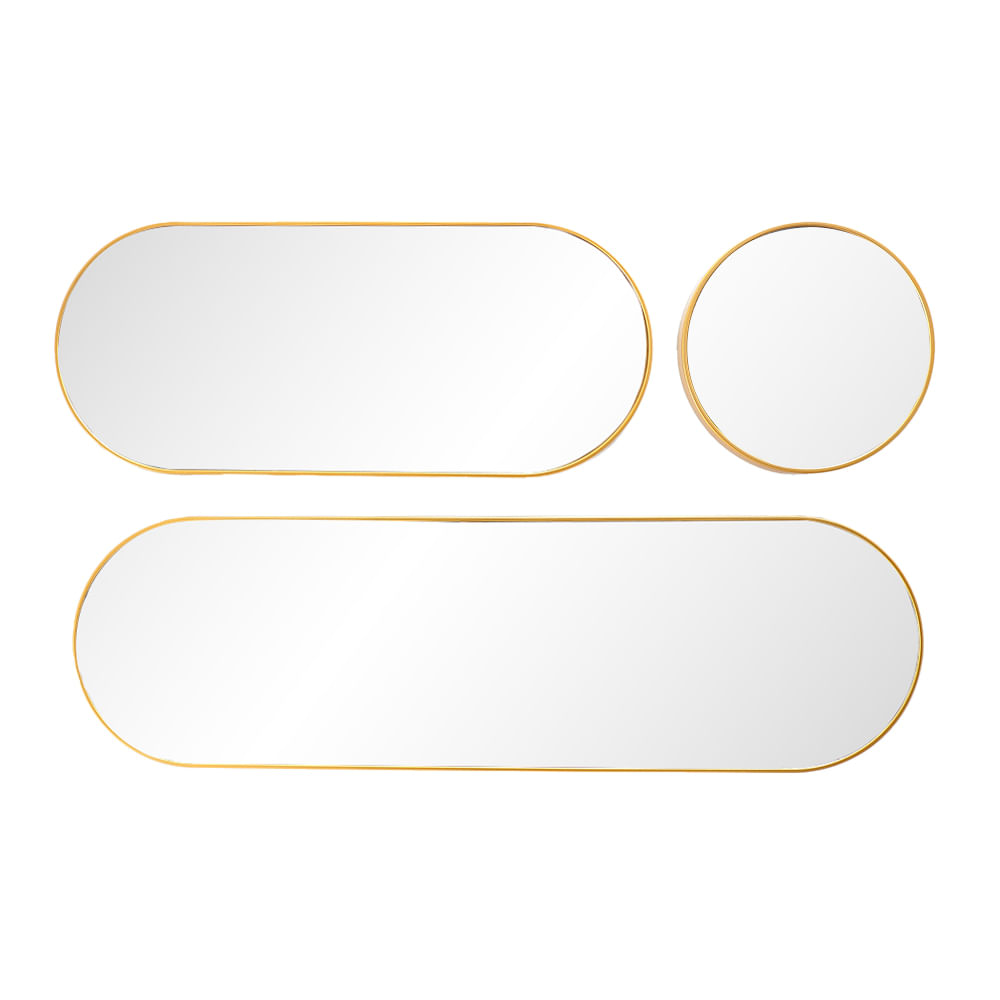 Set de espejos con marco dorado 100x60 cm