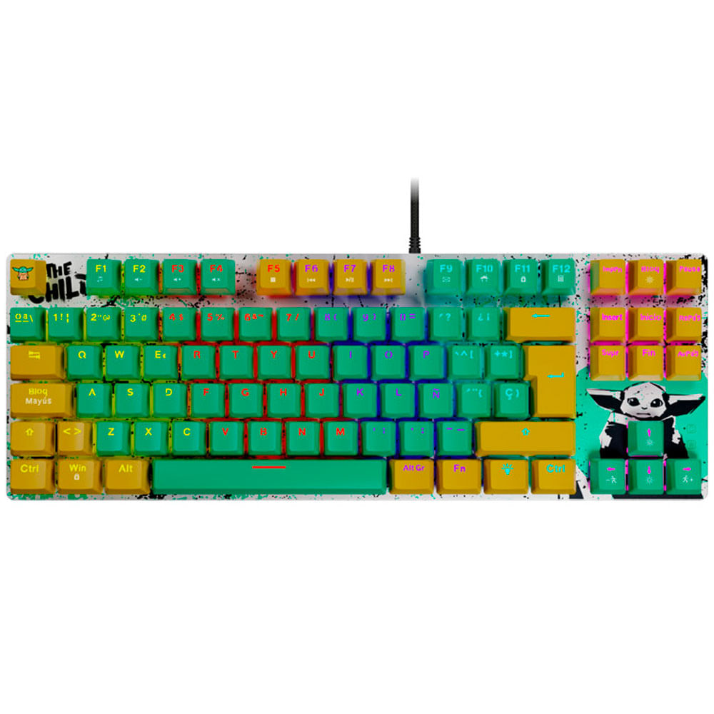 Teclado Primus gaming 80T Grogu verde y amarillo