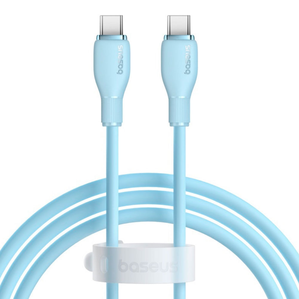 Cable de carga rápida Type-C a Type-C 100Watts 1.2m celeste