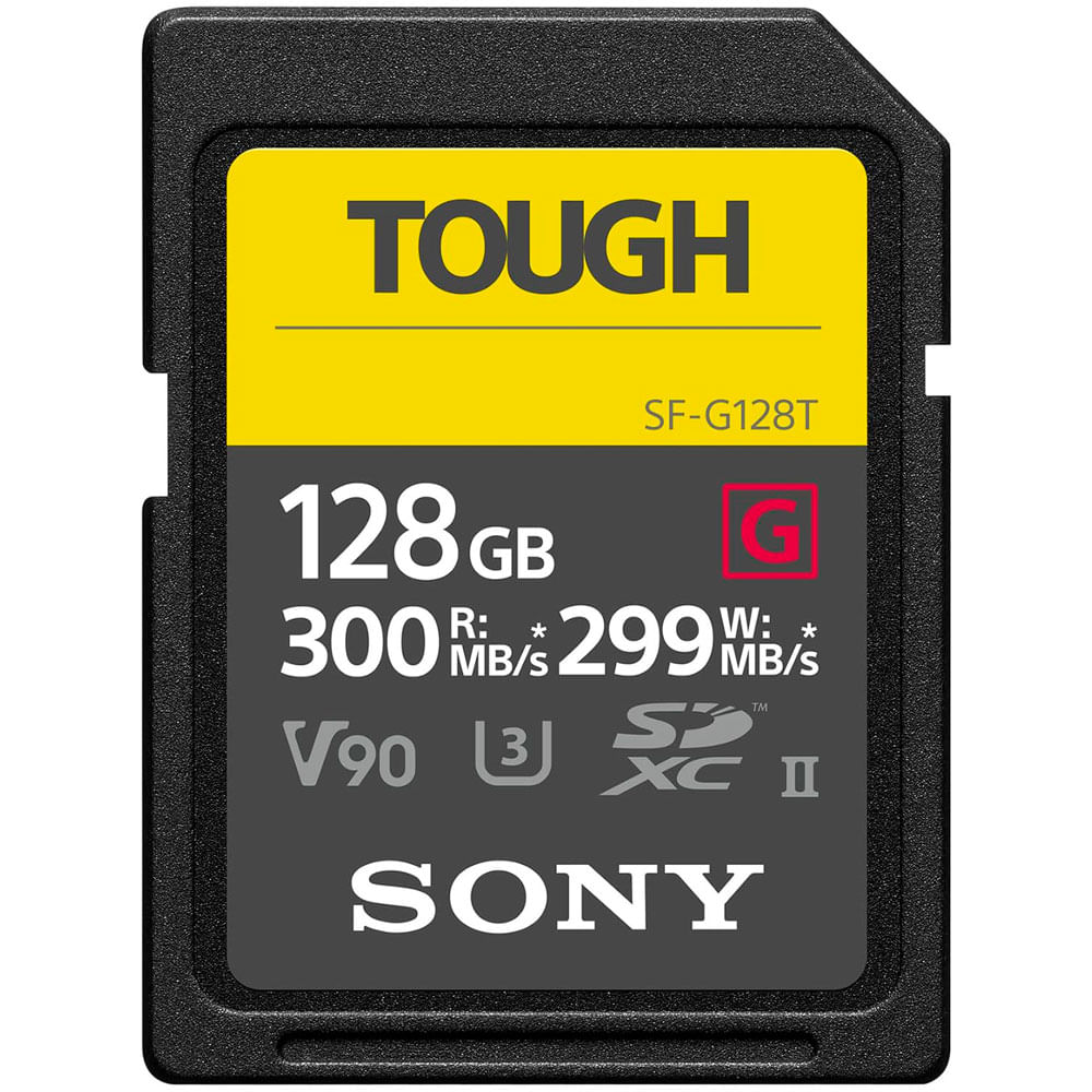 Memoria Sony SF-G128T 128GB serie TOUGH-G IP68 con lectura de 300MB/s y grabación de 200MB/s