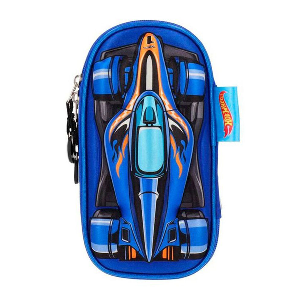 Estuche infantil Hot Wheels azul con relieve