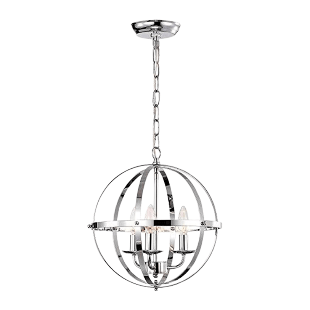 Lámpara Colgante de Cristal con 3 Luces y Doble Círculo de Cromo para Comedor