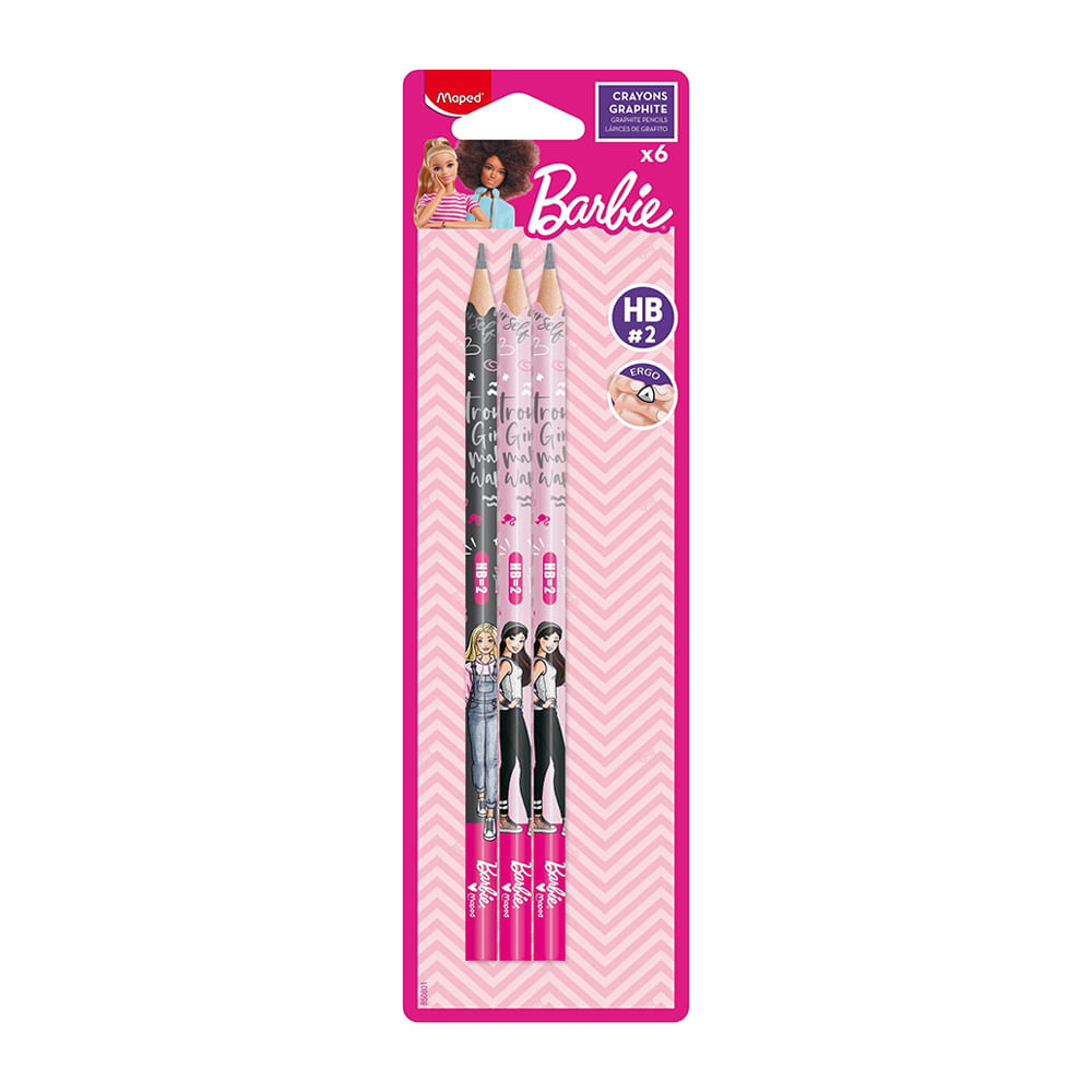 Set Maped de 6 lápices HB 2 Barbie LAPIZ GRAFITO HB BARBIE 850801 MAPED BL X6
