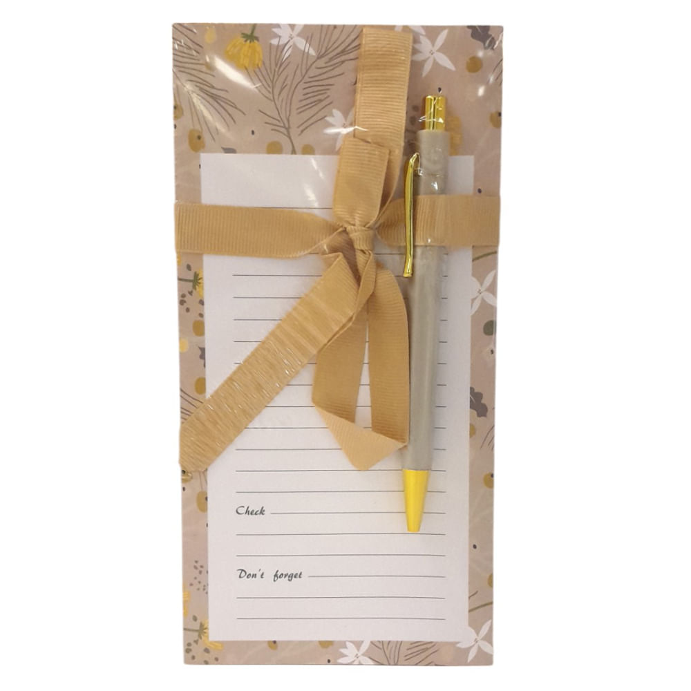 Planeador con notas y lapicero estampado floral 10 cm
