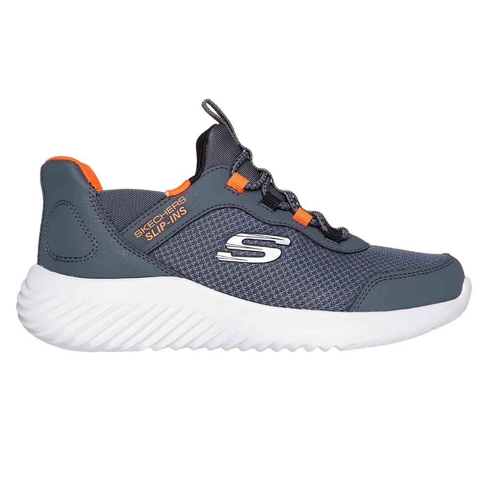 Zapato deportivo casual Skechers gris para niño