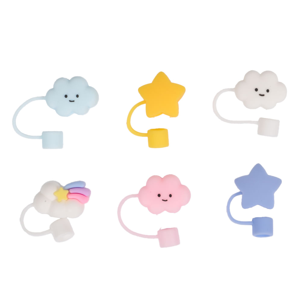 Set de tapones para pajillas nuves/estrellas