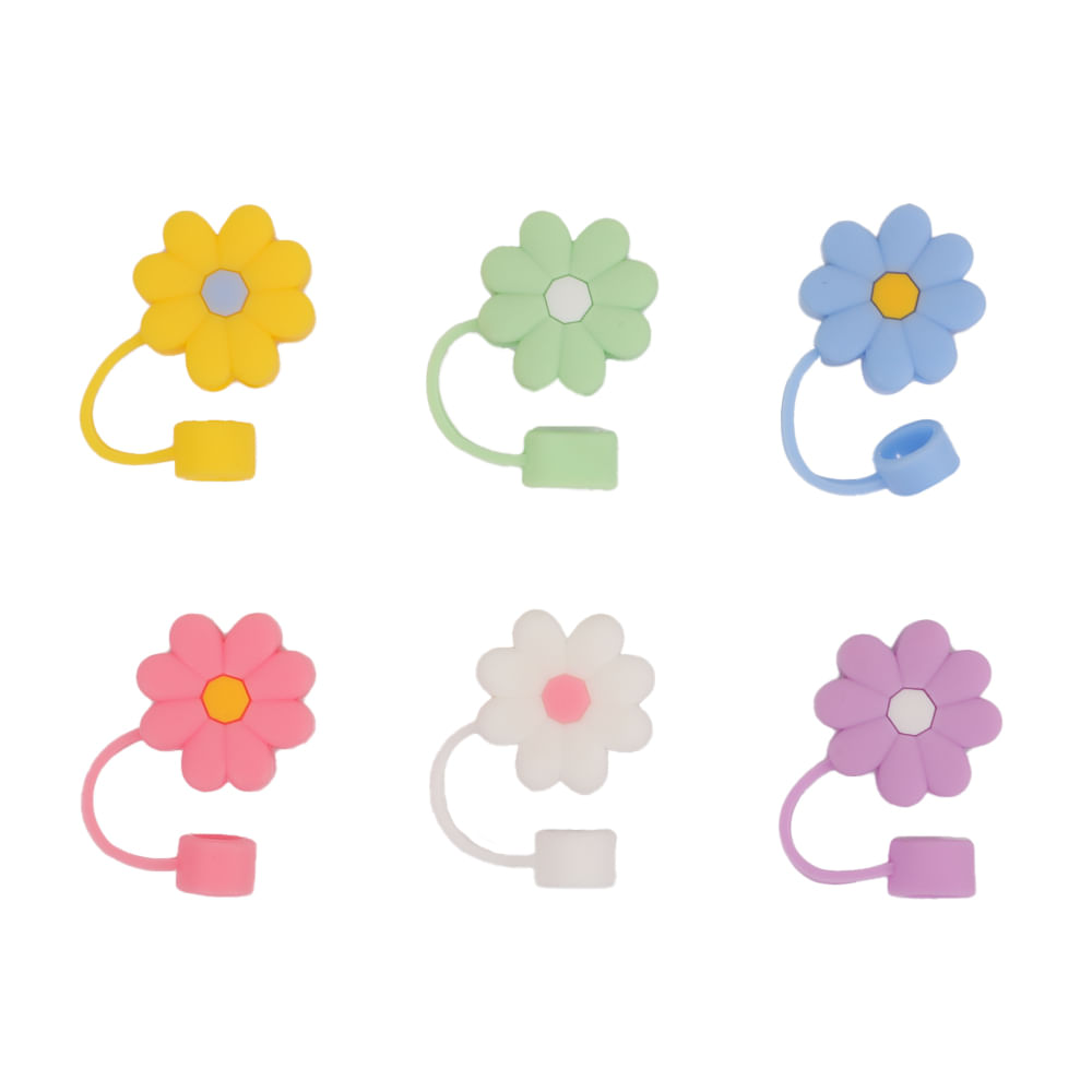 Set de tapones para pajillas flores