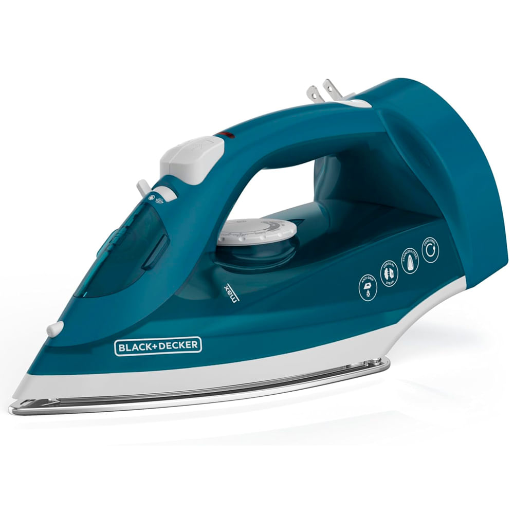 Plancha de ropa antiadherente azul Black and Decker 1200 Watts
