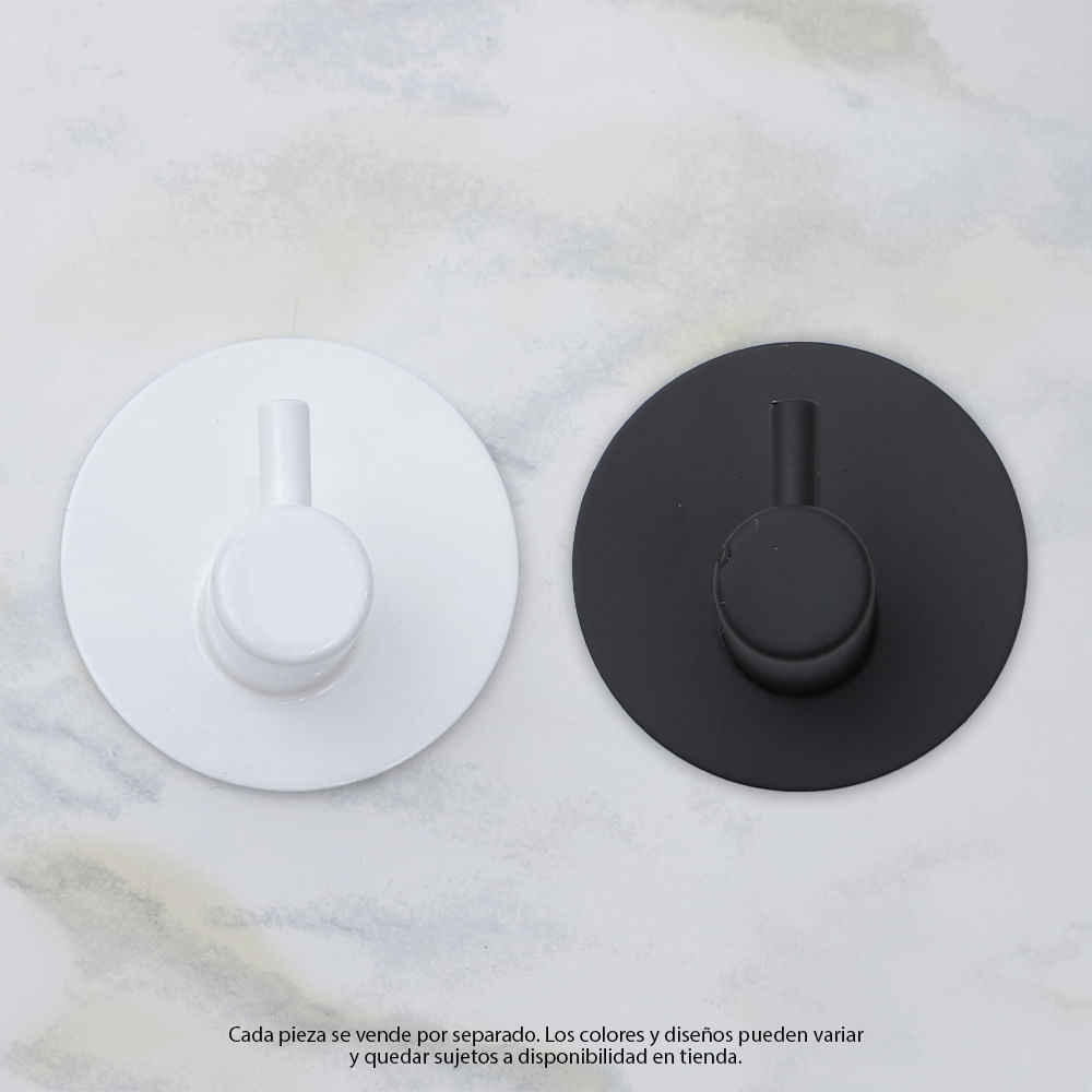 Gancho adhesivo redondo para baño surtido negro/blanco (1 pieza)
