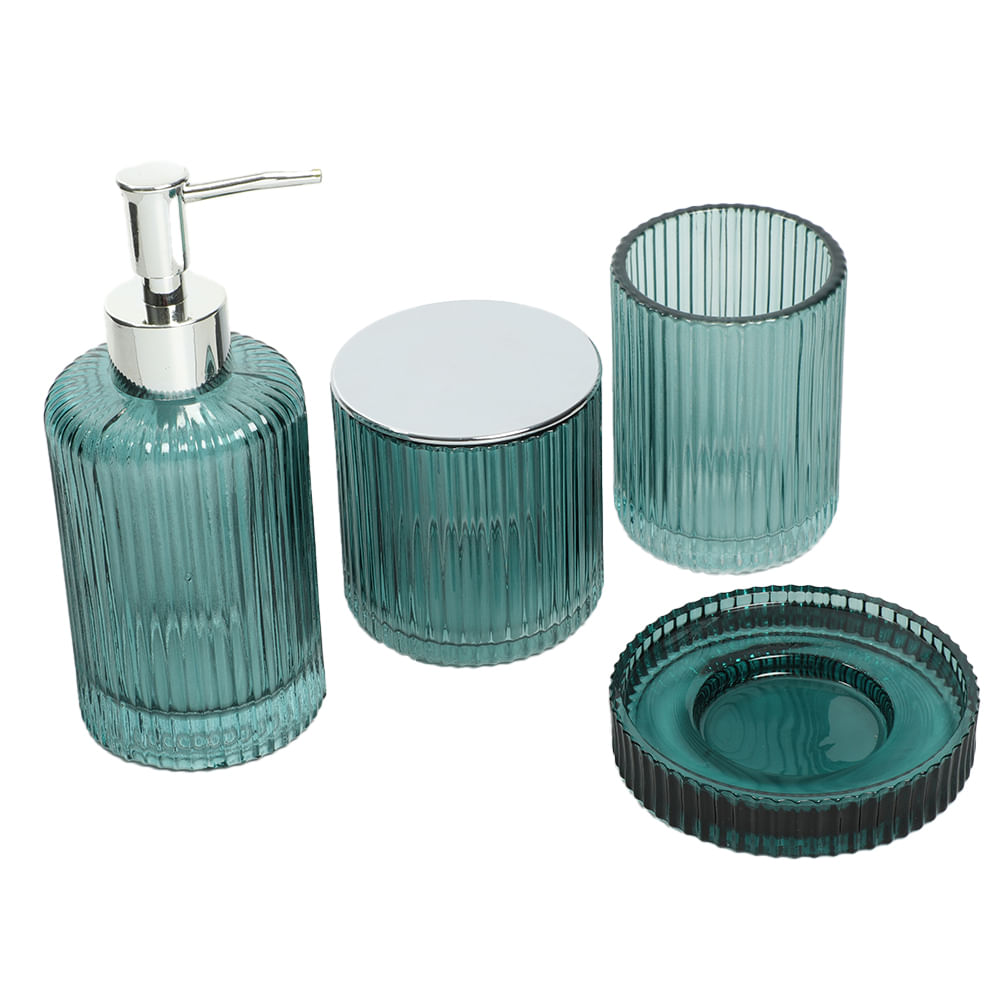 Set 4 piezas de vidrio para baño