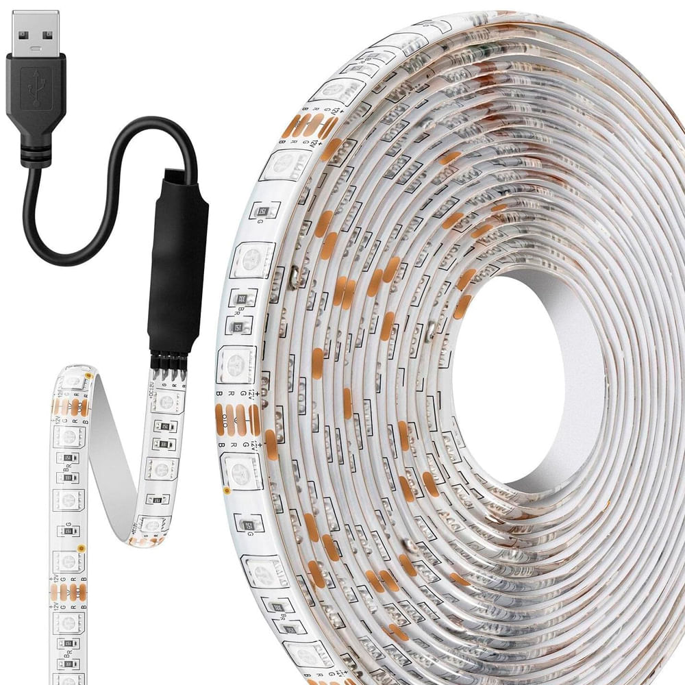Tira LED multicolor RGB de 2 m con control remoto