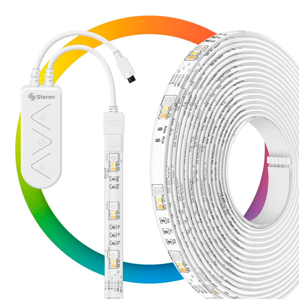 Tira LED Wi-Fi multicolor RGB+W de 5 m para exterior con control remoto