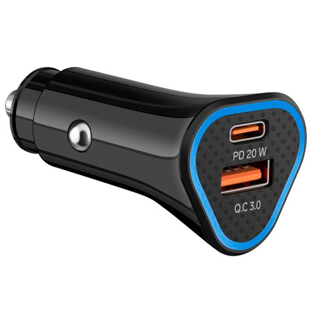 Cargador USB y USB C de 38 W con Turbo Charge para auto