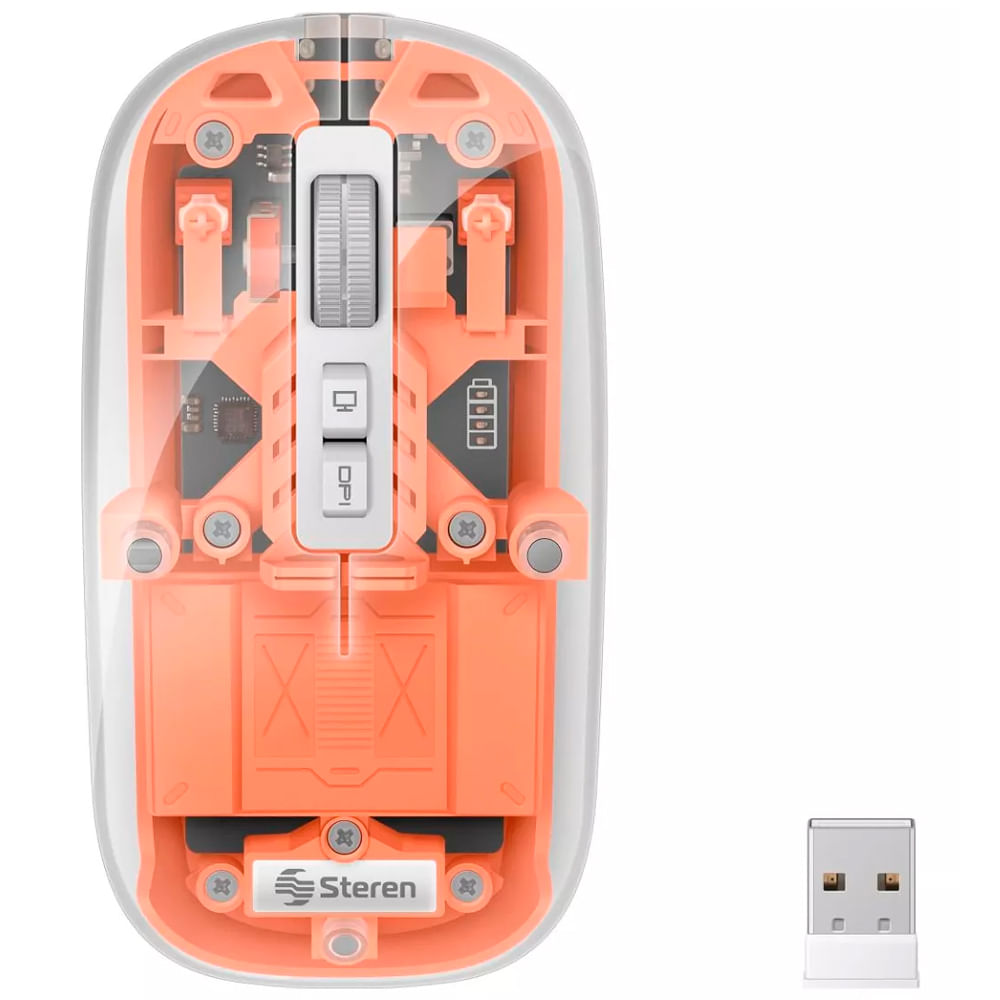 Mouse inalámbrico recargable Steren transparente