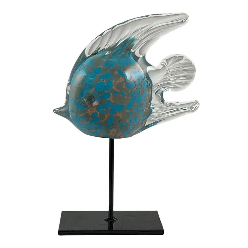 Figura de vidrio en forma de pez con base 15x6x20cm