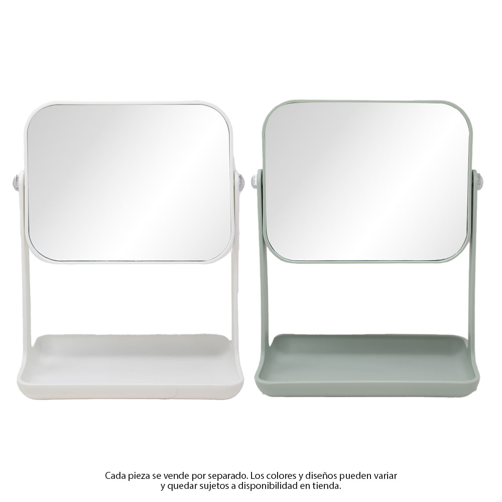 Espejo de tocador rectangular con base 18.5x24cm