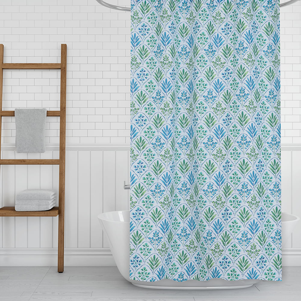Cortina para baño estampado botánico 180x180 cm