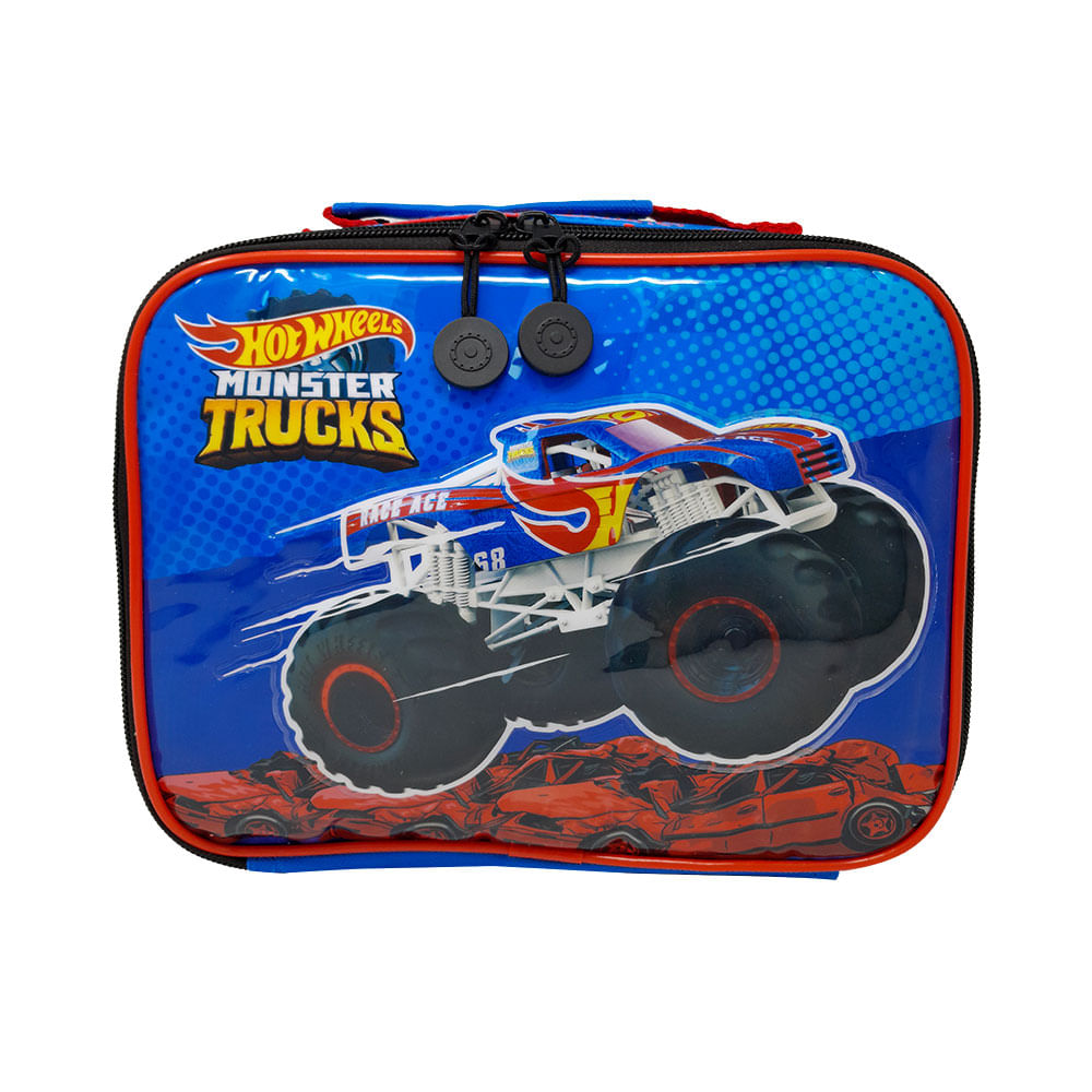 Lonchera escolar Hot Wheels monster trucks