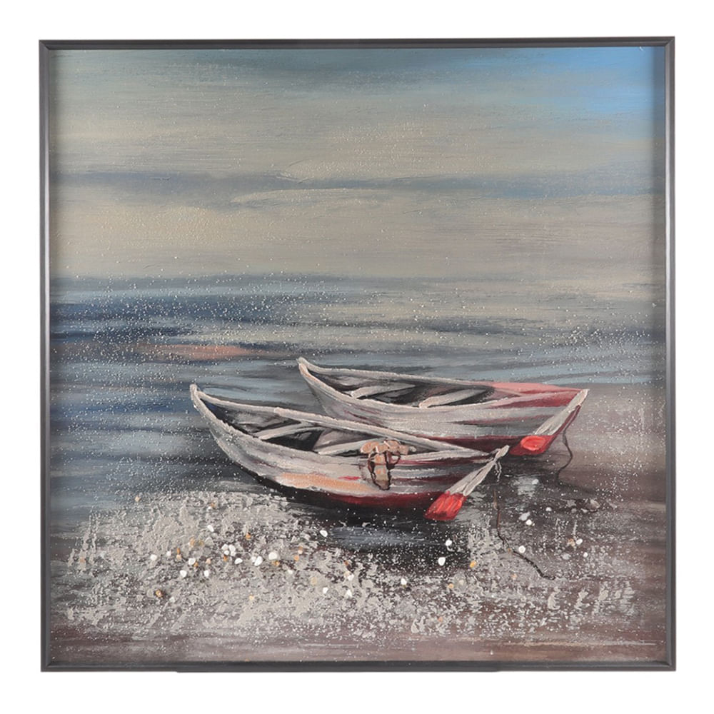 Cuadro decorativo abstracto de botes 79.5x79.5 cm