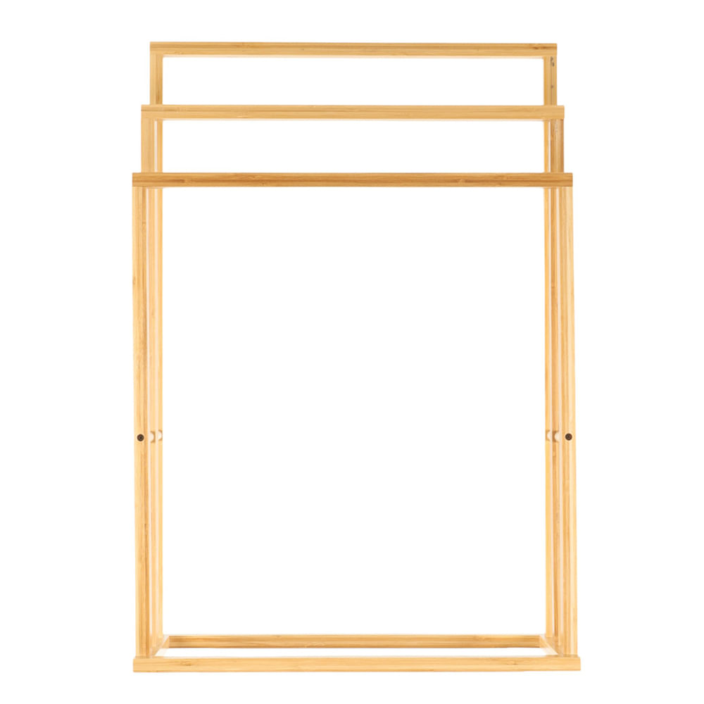 Rack de bambú triple para colgar toallas 55x82 cm