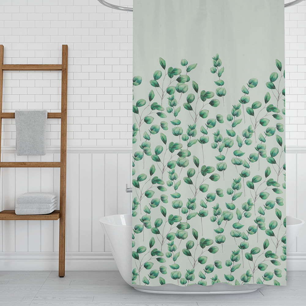 Cortina para baño estampado de hojas 180x180 cm