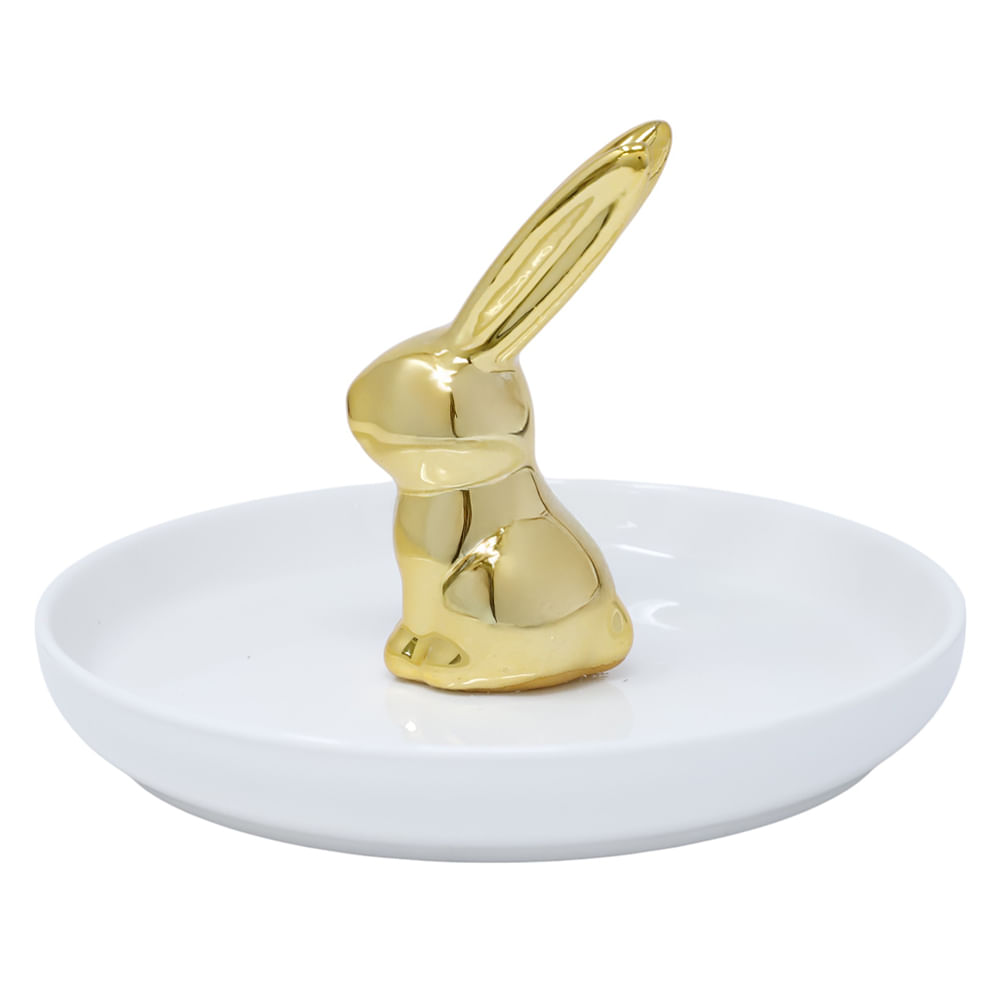 Joyero de bandeja con conejo 9x13 cm