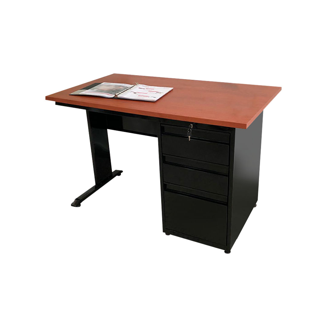 Escritorio de pedestal con gavetas y chapa