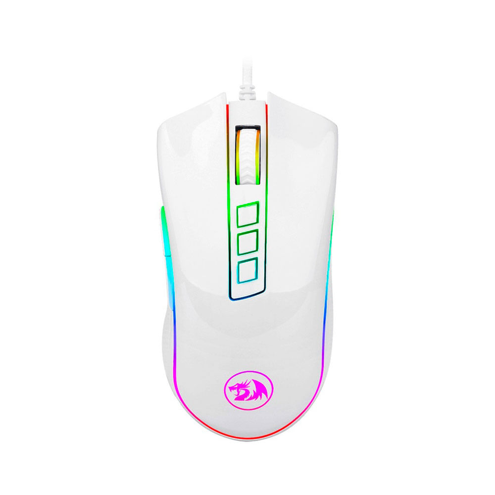Mouse Gaming Redragon COBRA FPS, M711W  Sensor Pixart P3360 10,000DPI RGB , 8 Botones Blanco