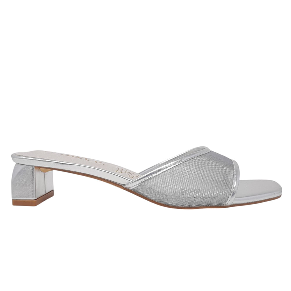 Sandalia casual H&Co color plateado para mujer