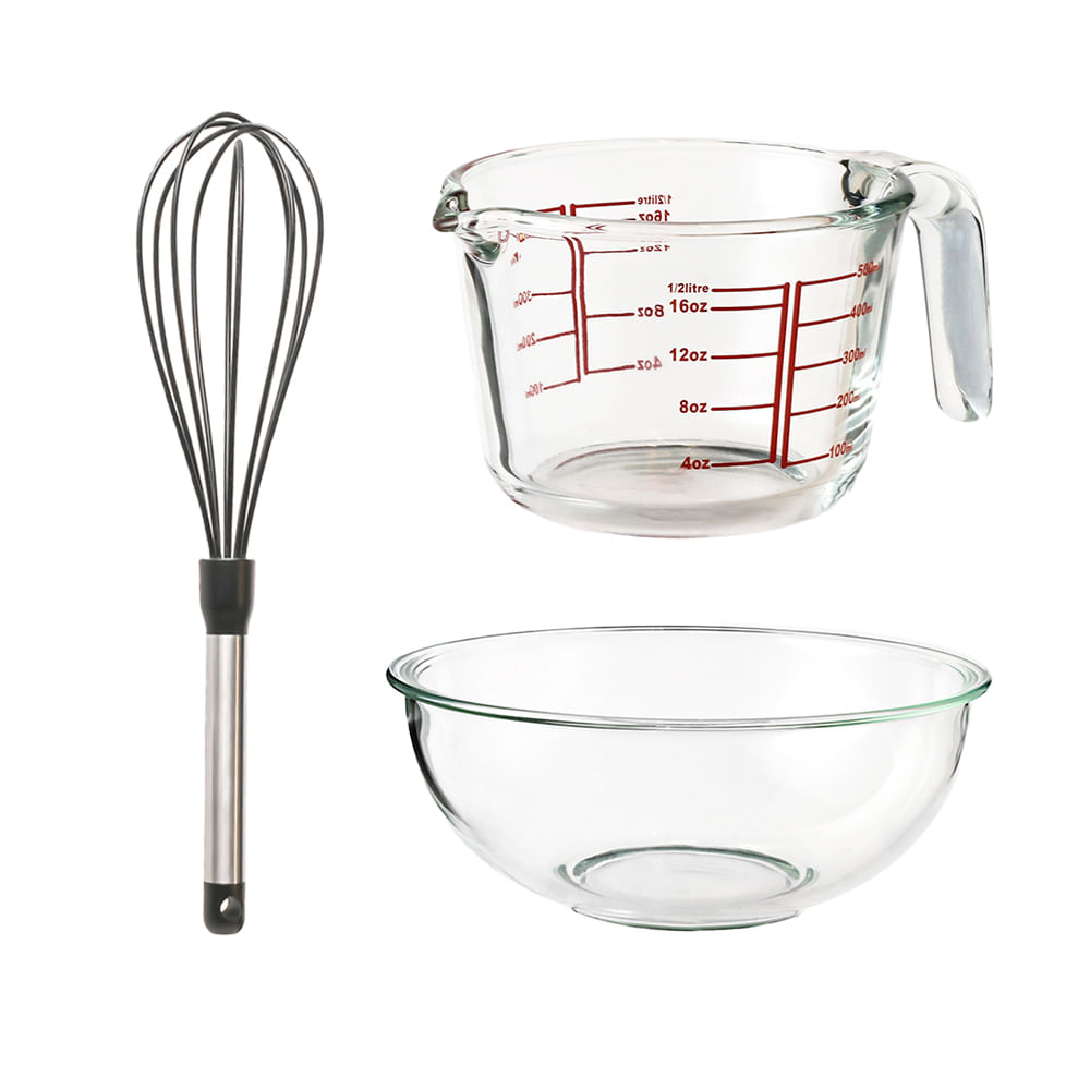 Set navideño bowl 3.4 litros + jarra medidora y batidor manual