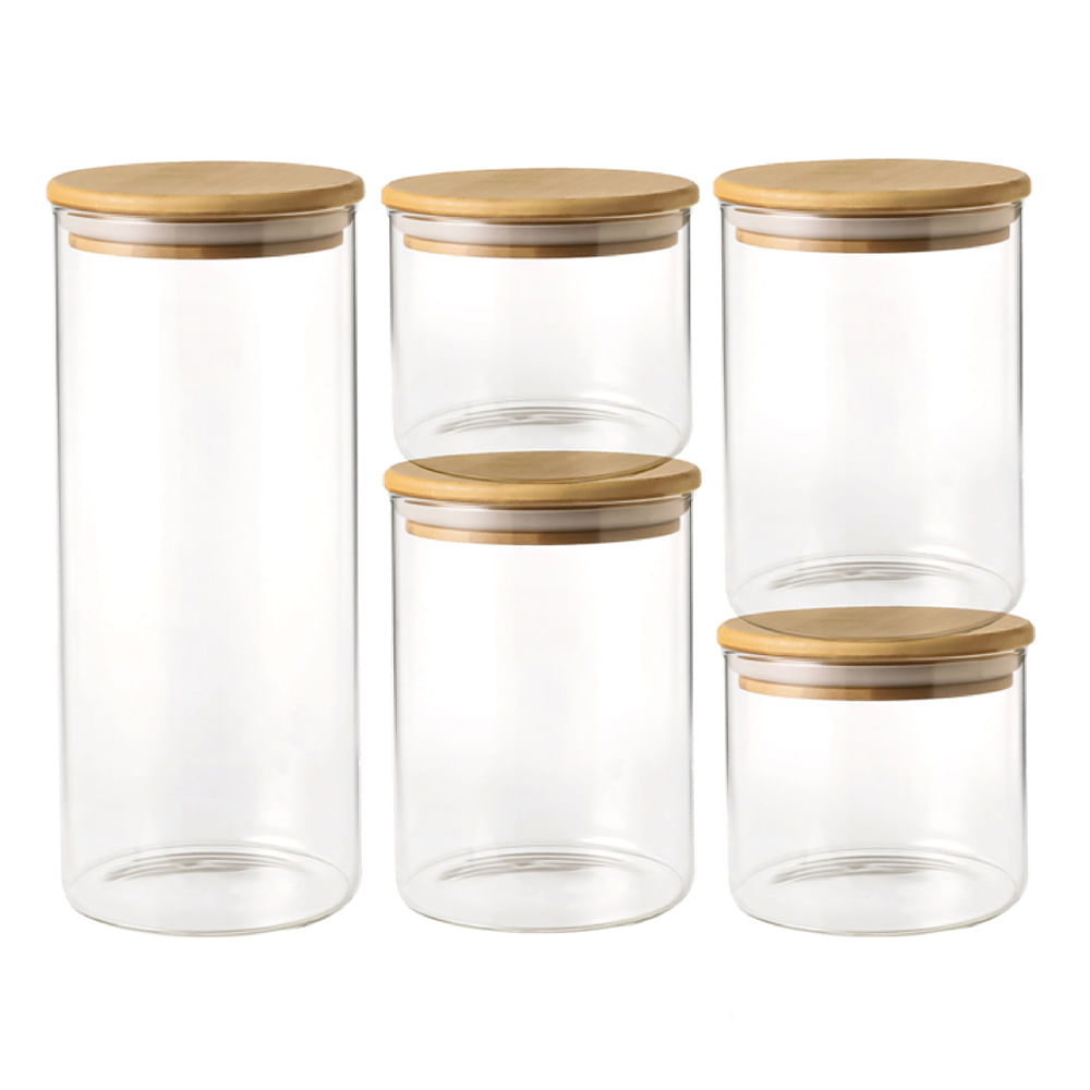 Set navideño de canisters con tapa de bambú