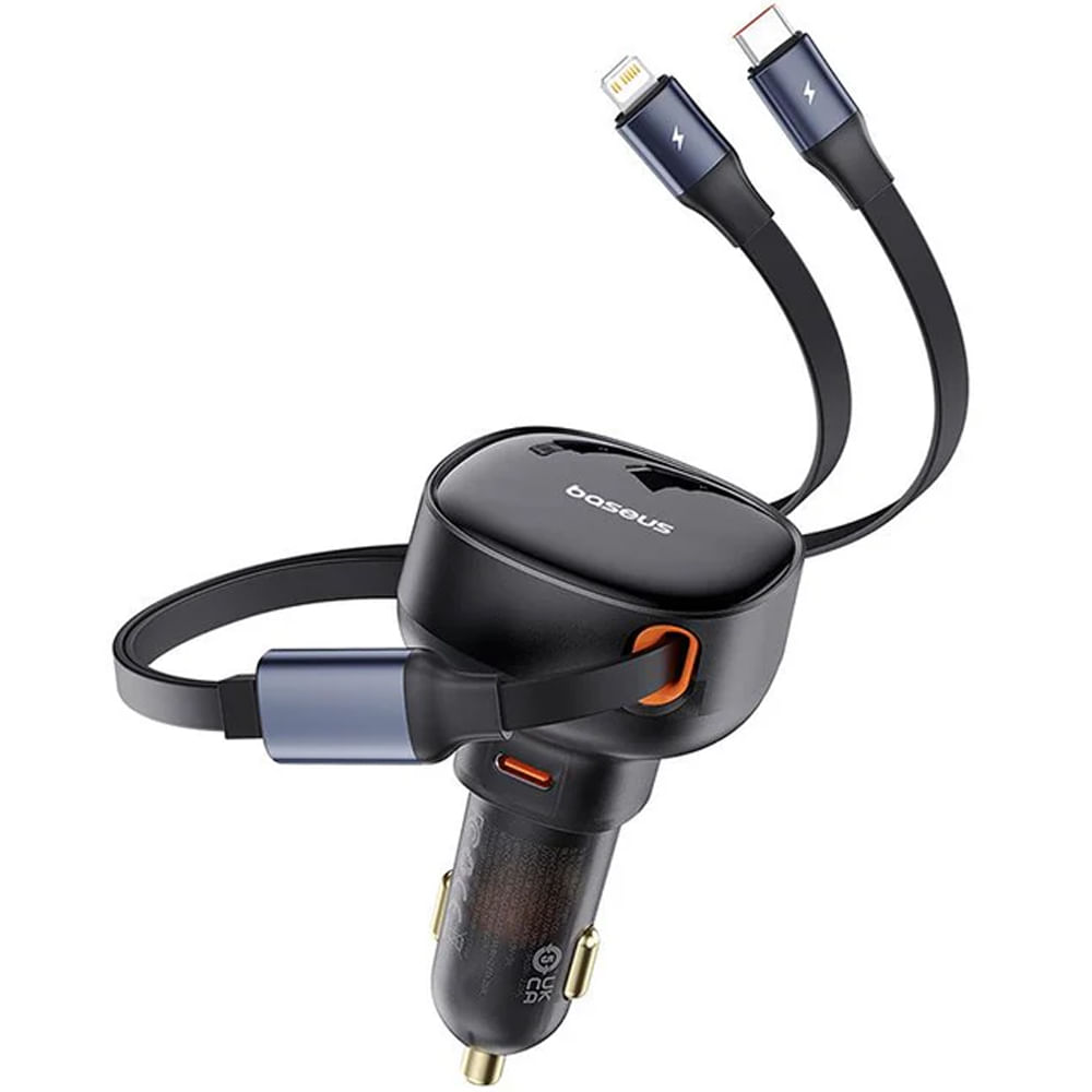 Cargador para carro Baseus Enjoyment USB-C con cable USB-C y Lightning 30 Watts