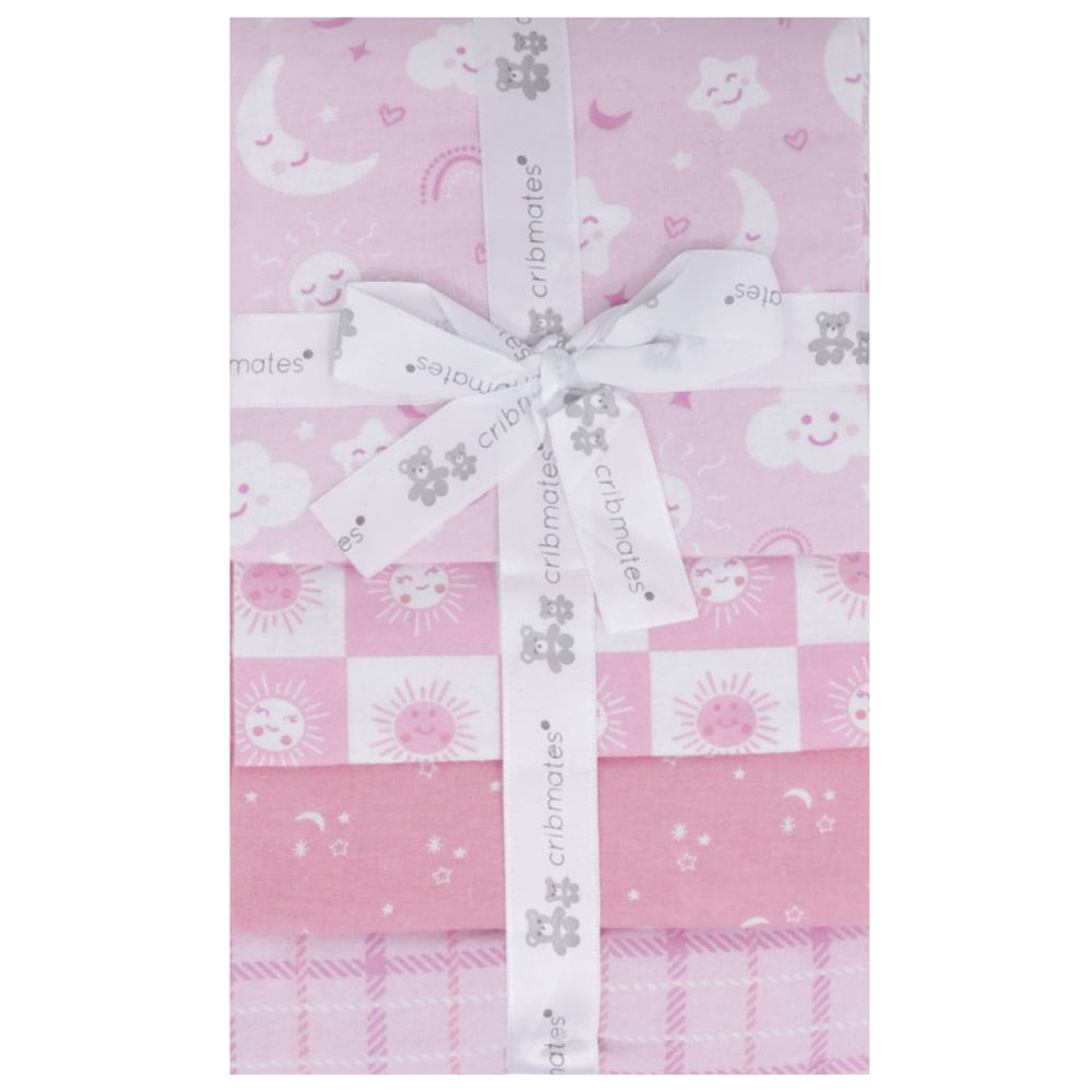 Set de 4 frazadas multicolor con estampado para bebé niña