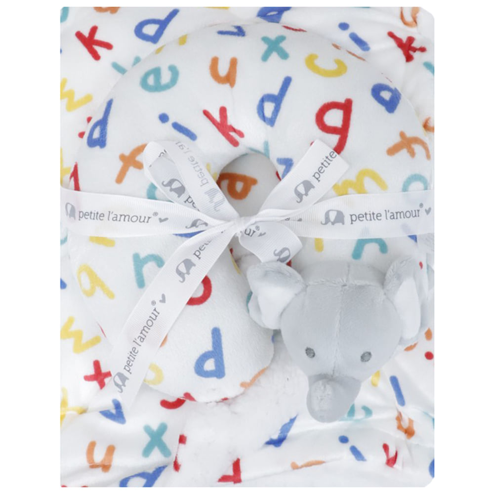 Frazada blanca con almohada media luna para bebé niño