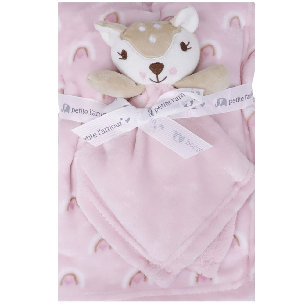 Frazada rosada con mantita de seguridad para bebé niña