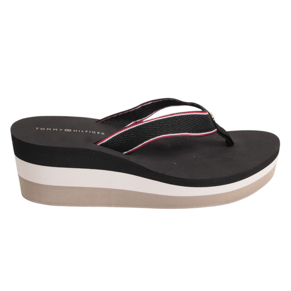 Sandalia de playa Tommy Hilfiger color negro para mujer