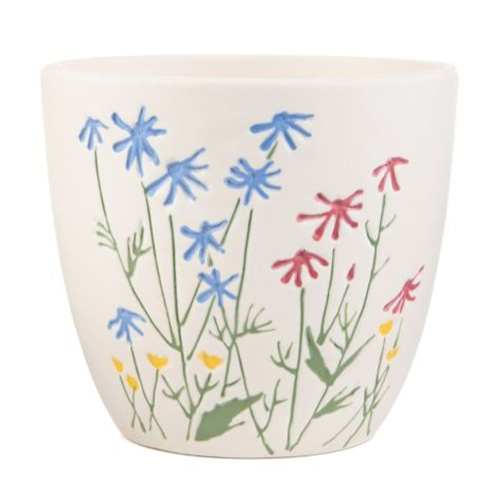 Maceta decorativa con flores 9.5x9.5x12.1 cm