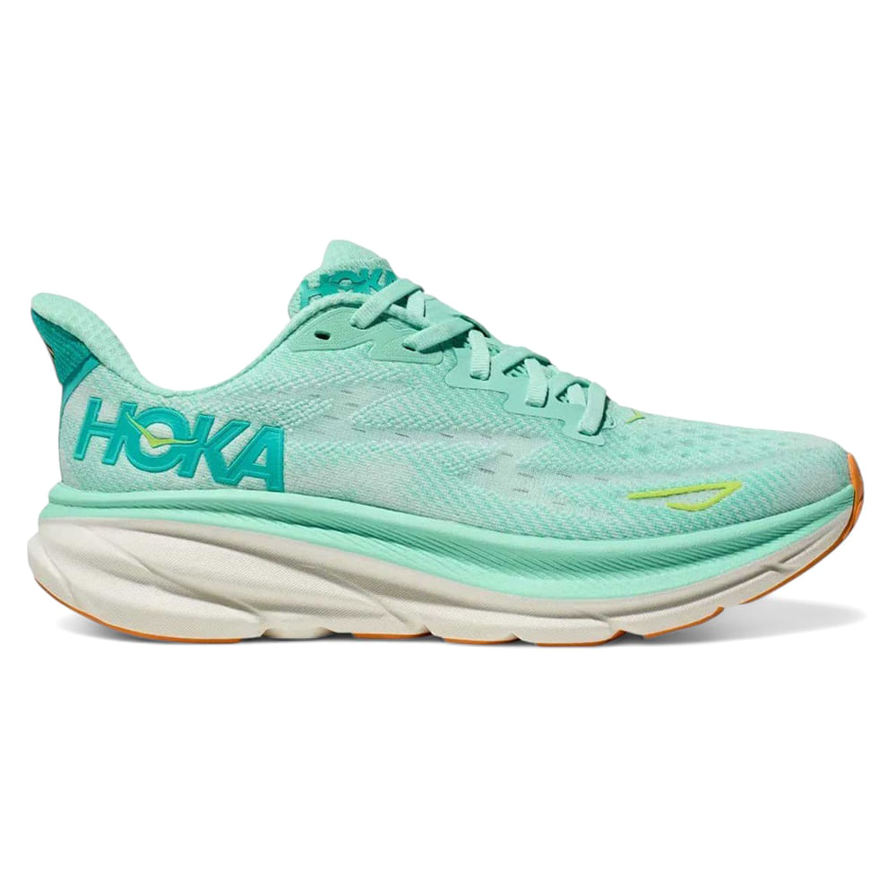 Zapato Hoka Clifton 9 deportivo color turquesa para mujer