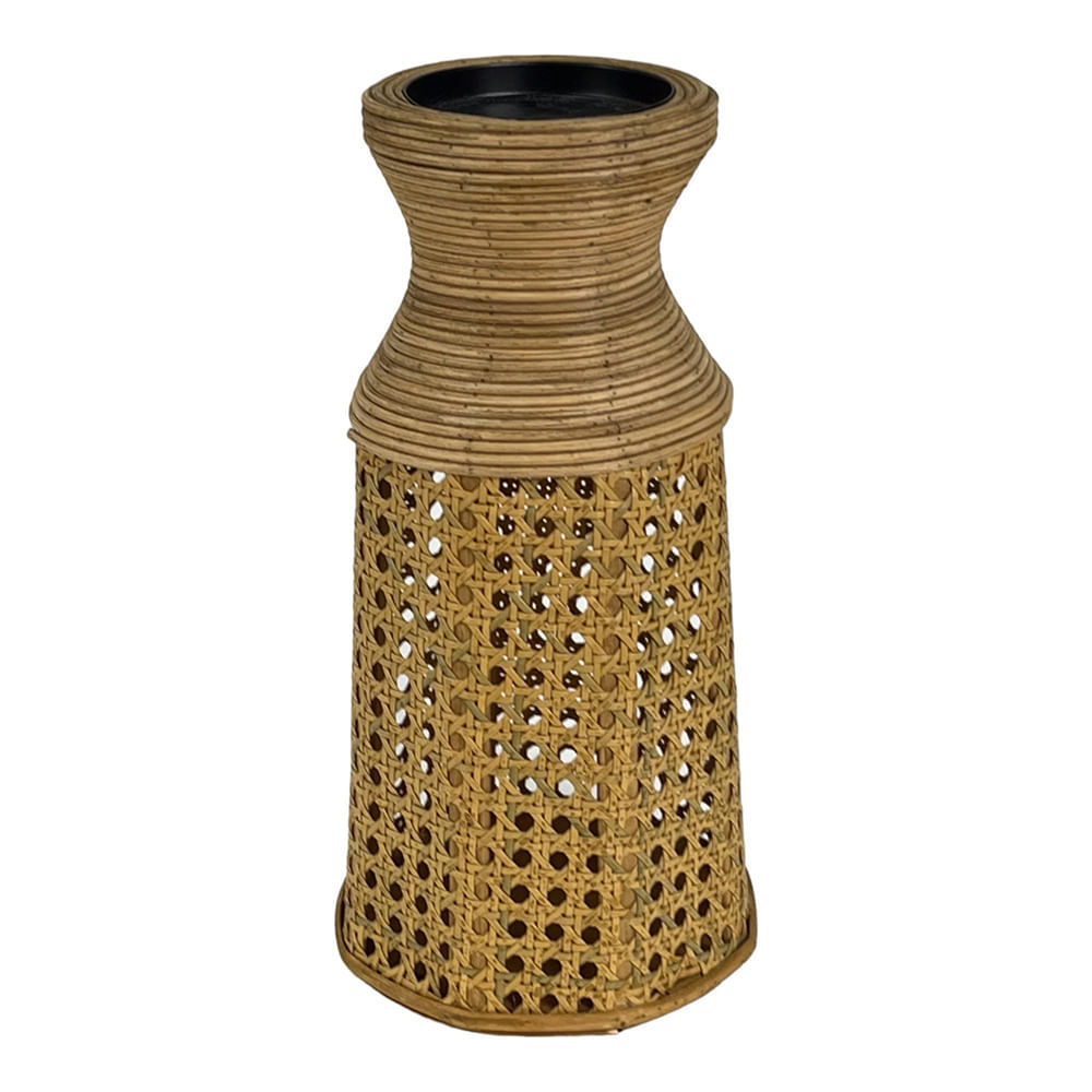 Portavela decorativo de bambú 15x31 cm