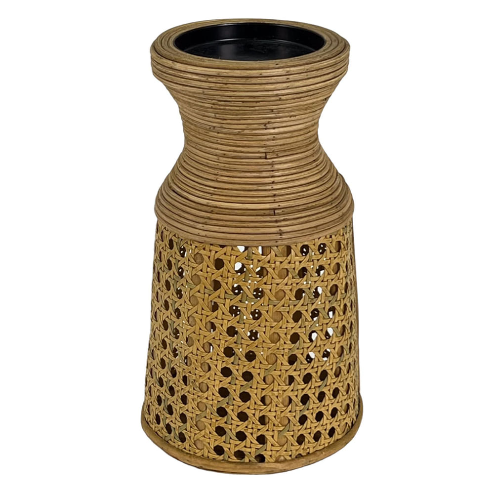 Portavela decorativo de bambú 14x26 cm