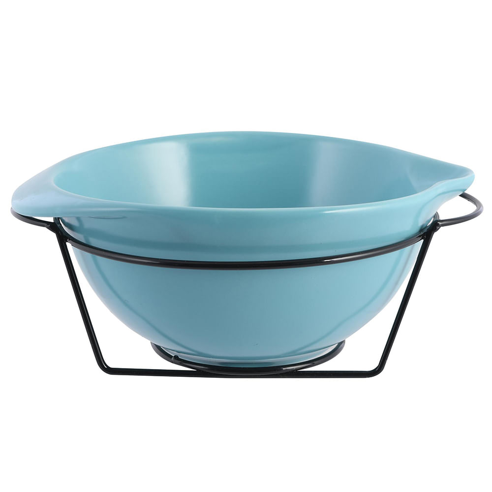 Plato hondo para servir con base de hierro