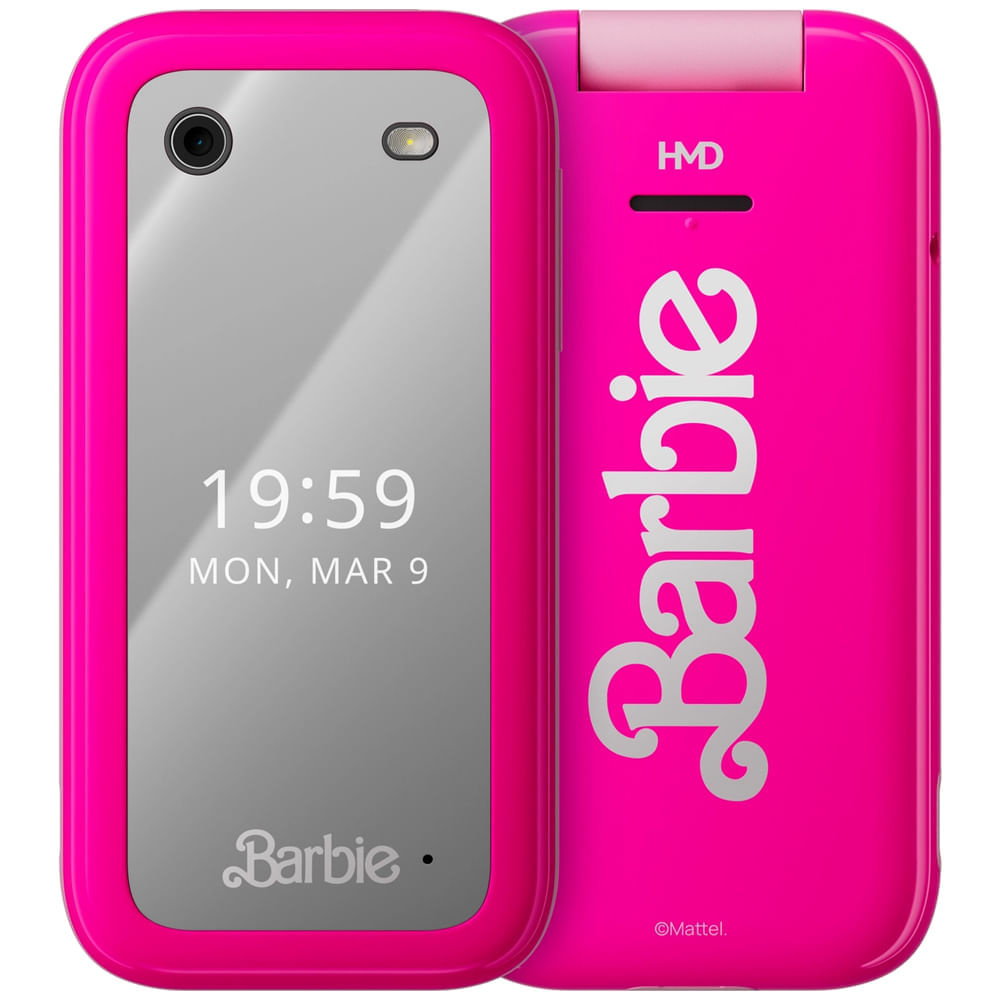 Celular HMD Barbie Plegable TA-1681 128 MB ROM Pantalla 2.8" Unisoc T107 Diseño compacto Cámara Posterior 0.3 MP