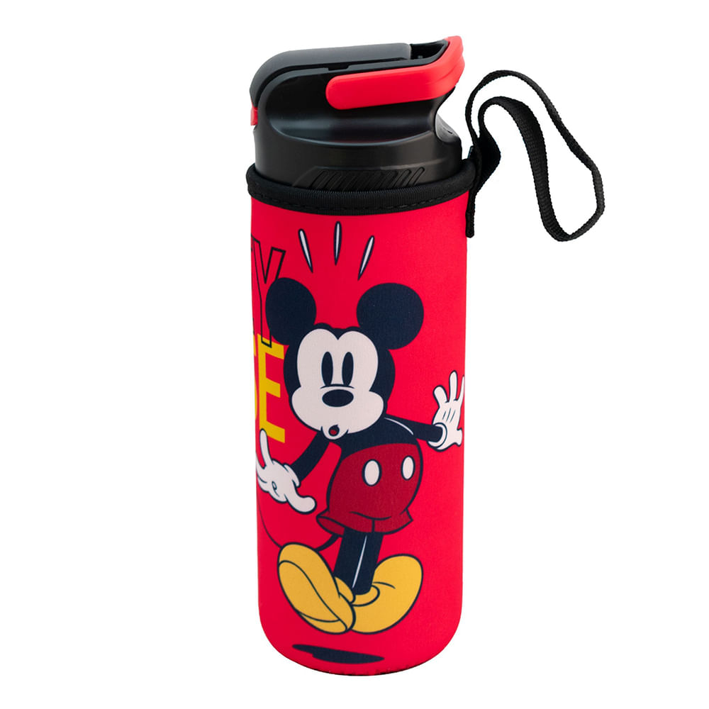Botella de plástico con funda Disney Mickey Mouse 600ml