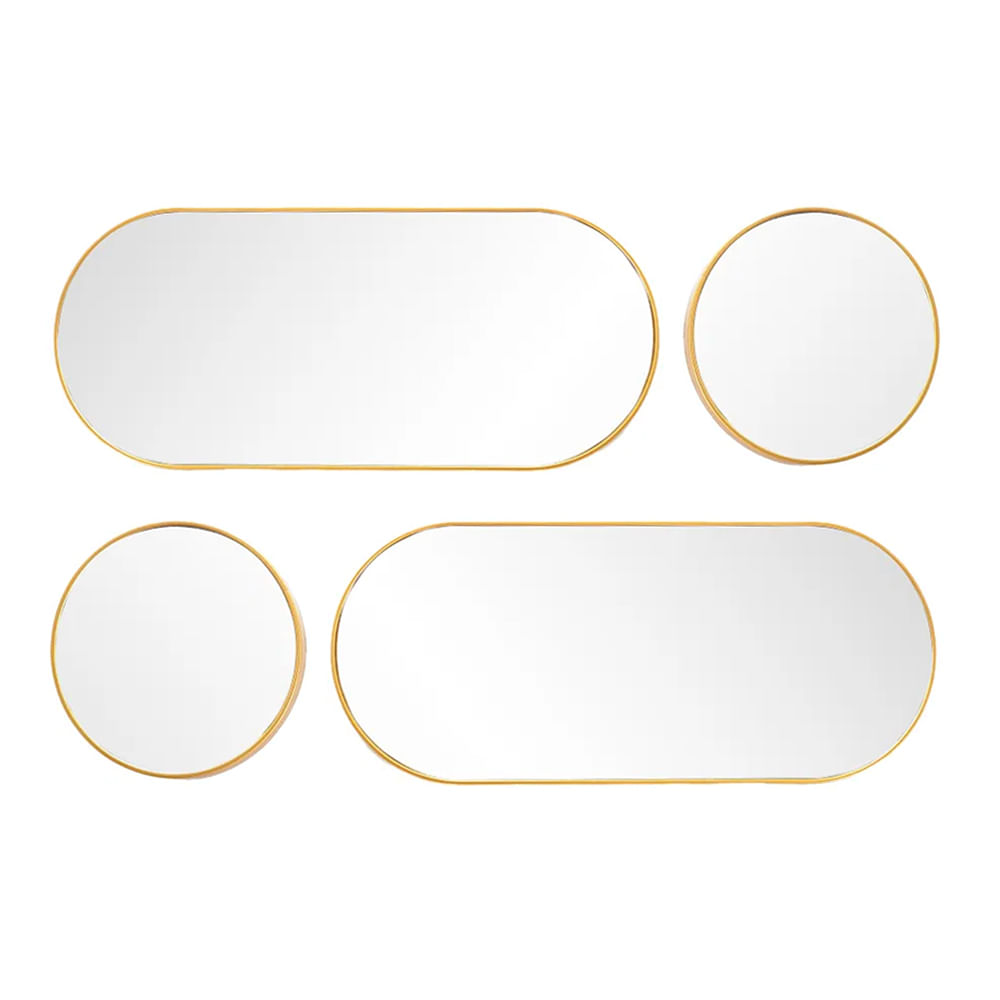 Set de espejos con marco dorado 29x69cm