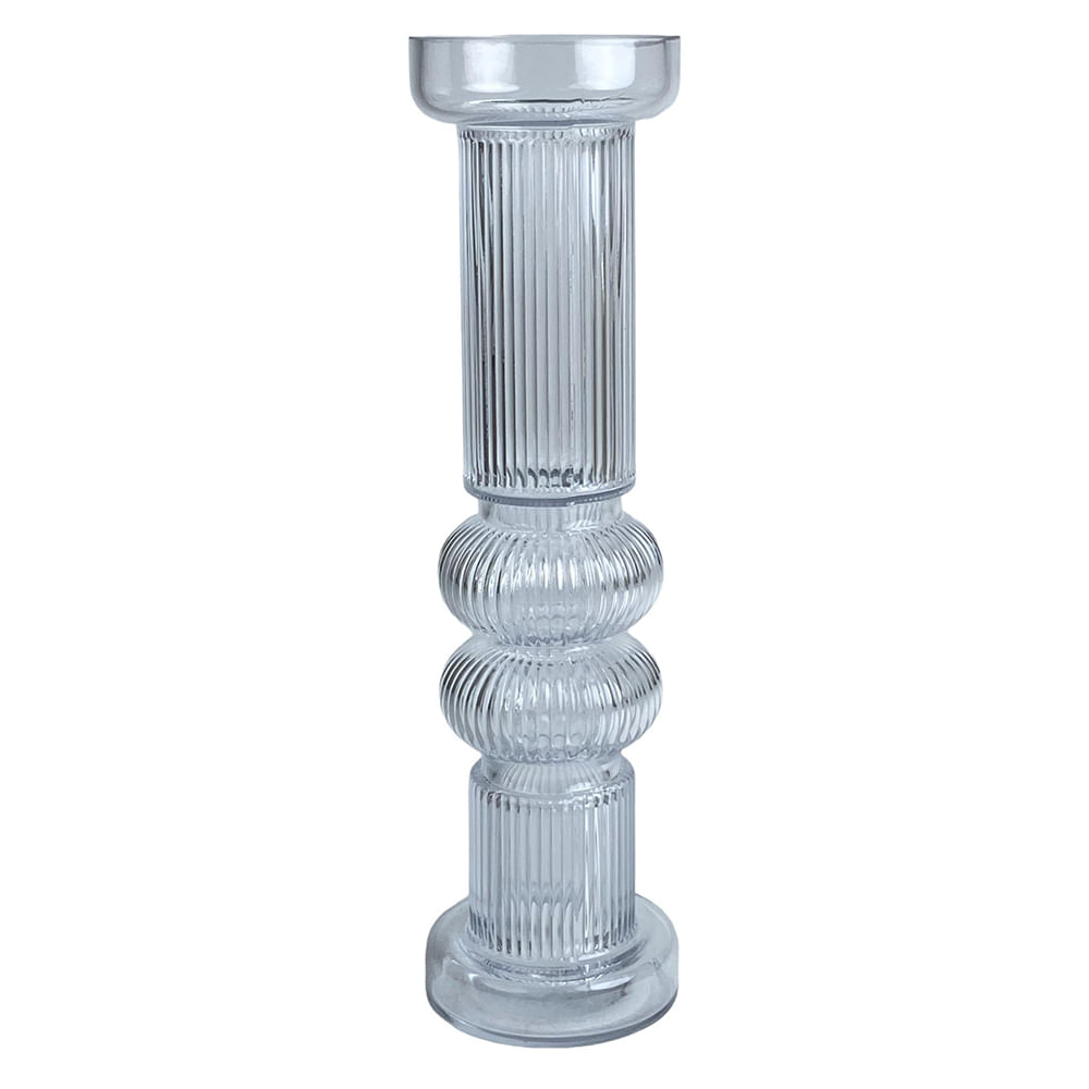 Florero decorativo de vidrio transparente 9x9x33.50cm