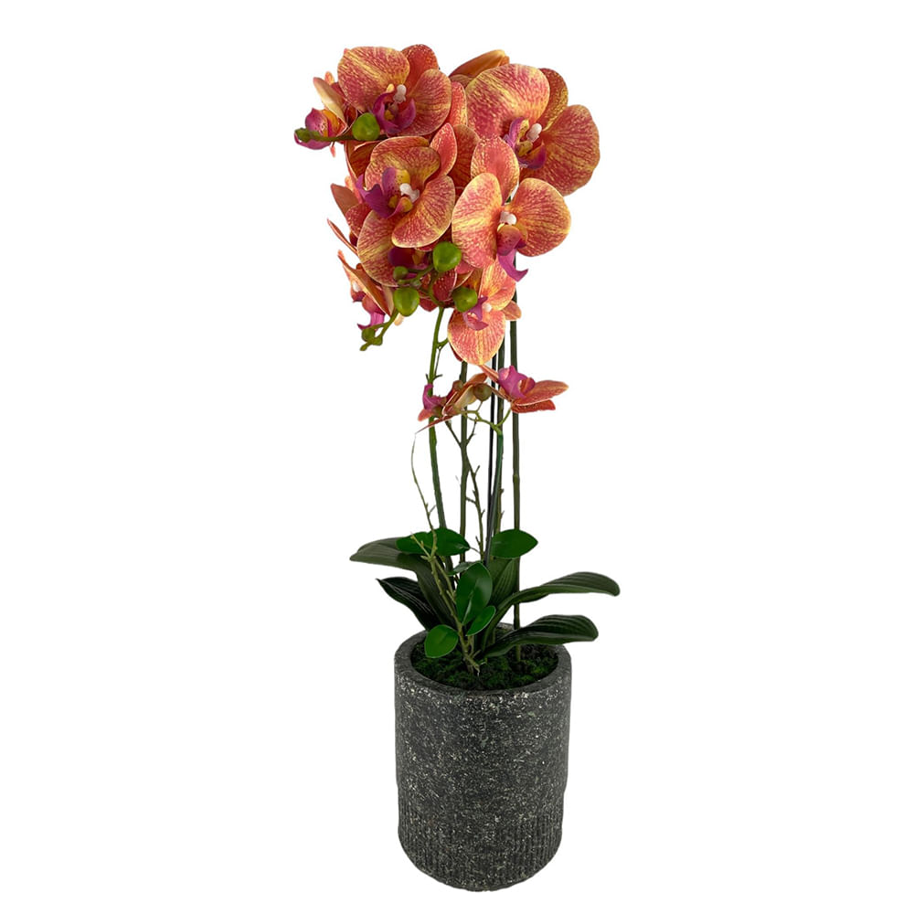 Orquídea artificial anaranjada 72cm