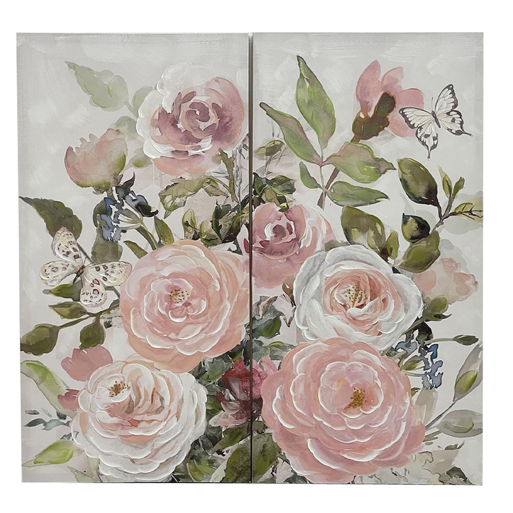 Set de 2 cuadros decorativos florales 50x3x100 cm