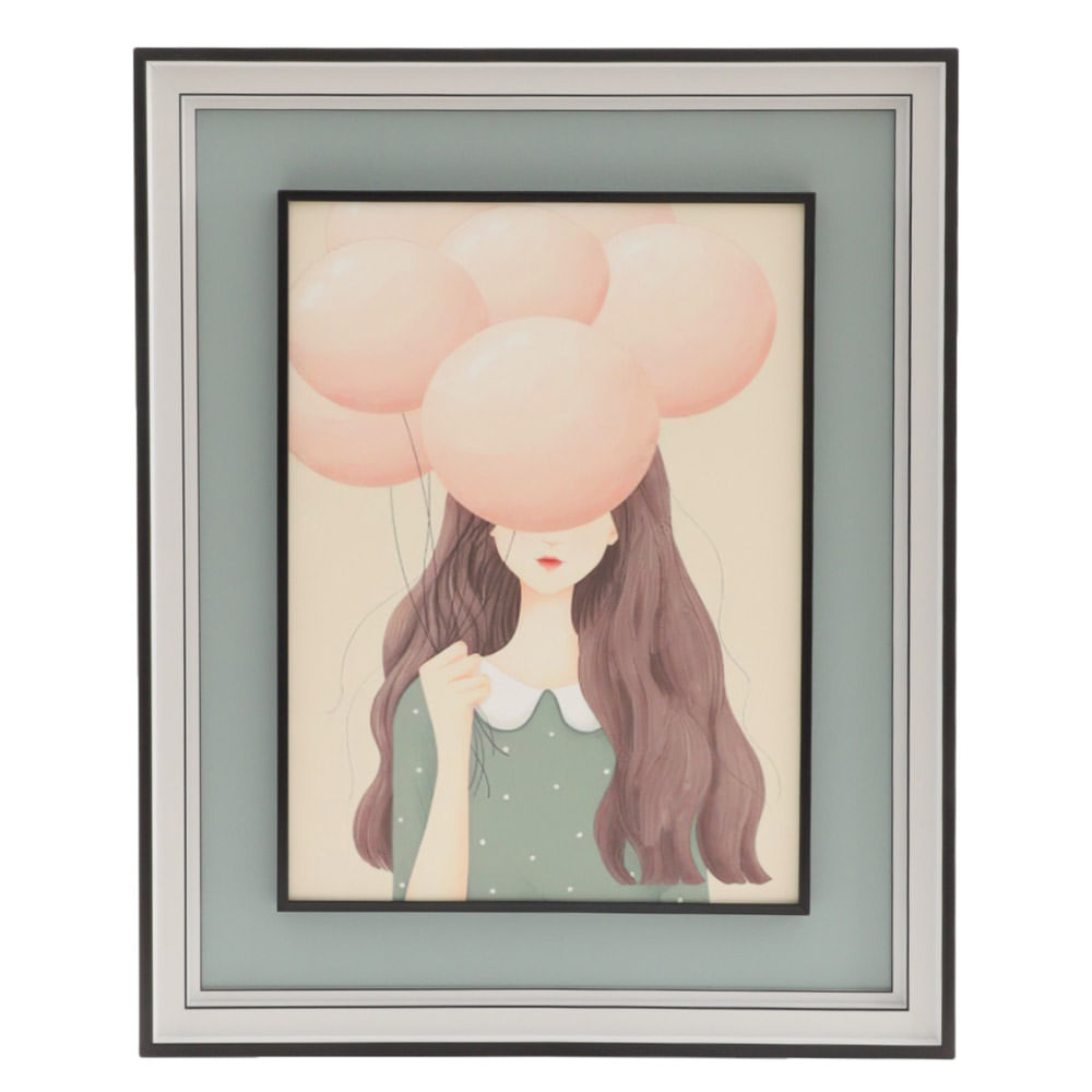 Cuadro decorativo niña con globlos 44x54 cm