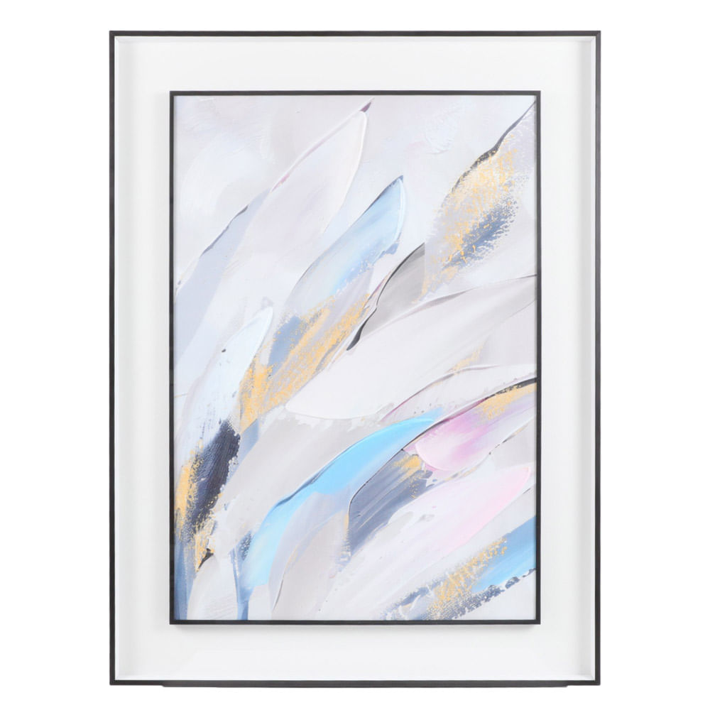 Cuadro decorativo abstracto de plumas 60.5x80.5 cm